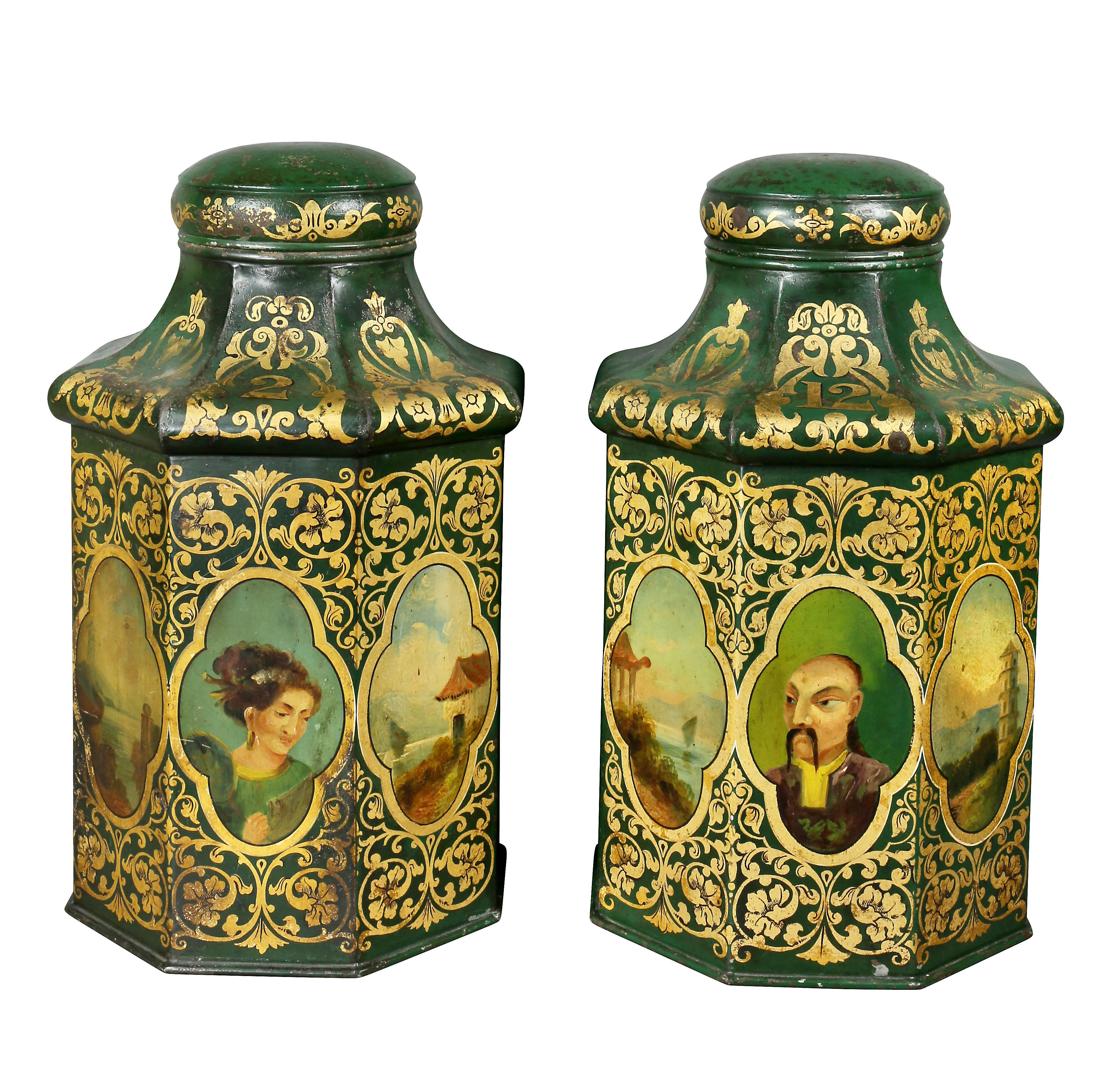 Paar viktorianische Teekandelaber aus Zinn