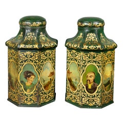 Pair of Victorian Tole Teacannisters