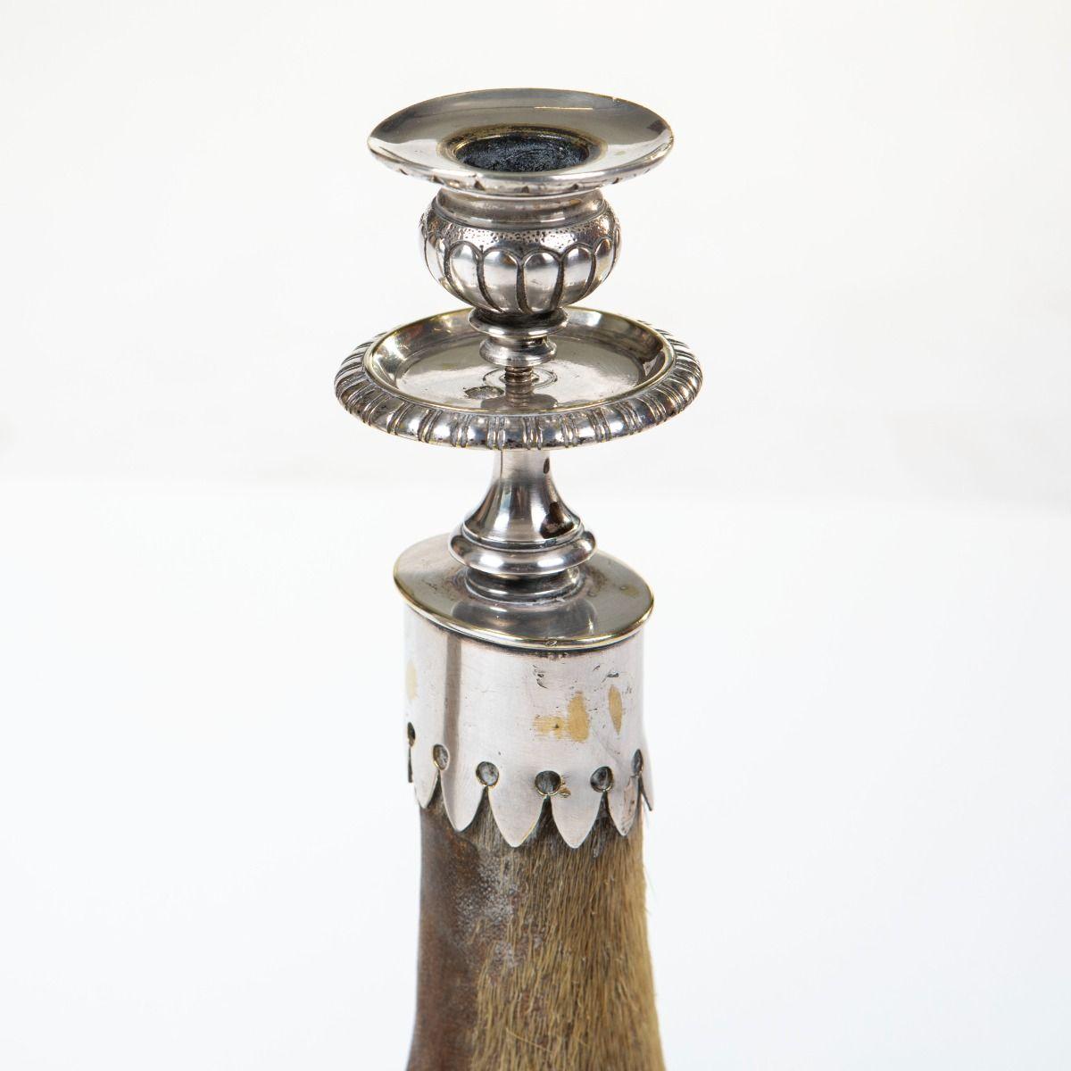 Pair of Victorian Trophy Candlesticks in Deer Hoof, Horton Plains 1883 In Good Condition For Sale In Kastrup, DK