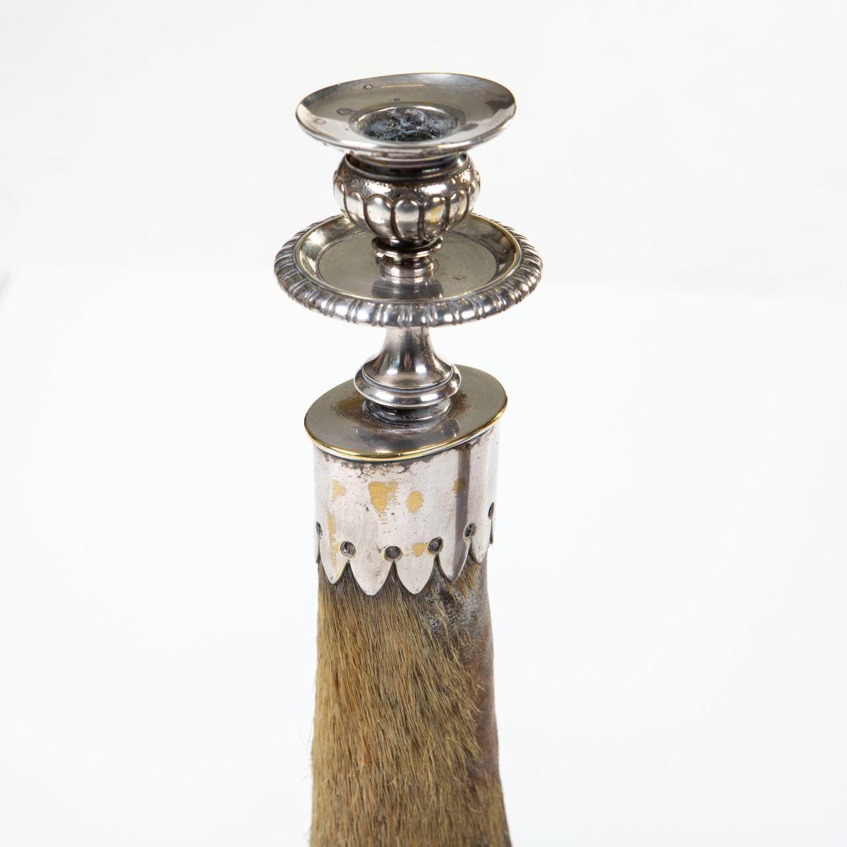 Pair of Victorian Trophy Candlesticks in Deer Hoof, Horton Plains 1883 For Sale 1