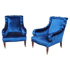 Antique Pair of Victorian Upholstered Armchairs