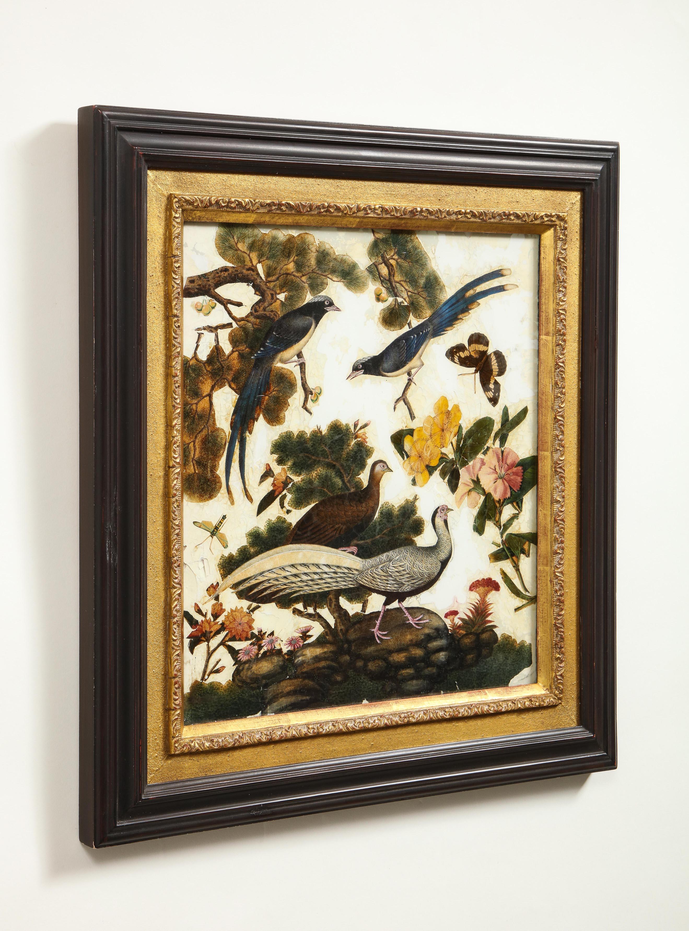 Pair of Victorian Verre Églomisé Paintings of Birds 1