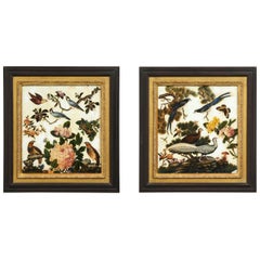 Pair of Victorian Verre Églomisé Paintings of Birds