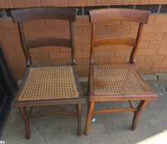 Pair of Victorian Walnut and Cane Seat Side Chairs