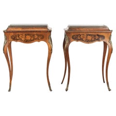 Pair of Victorian Walnut and Inlaid Jardiniere Tables