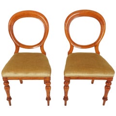 Pair of Victorian Walnut Balloon Back Occasional Chairs, Scotland, 1880, B1937