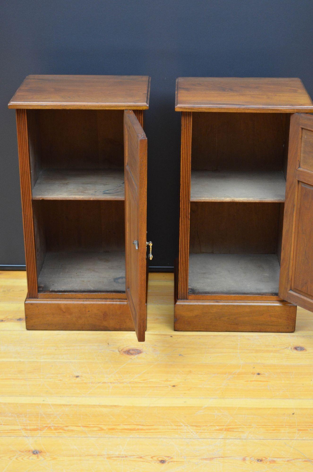 Pair of Victorian Walnut Bedside Cabinets For Sale 7