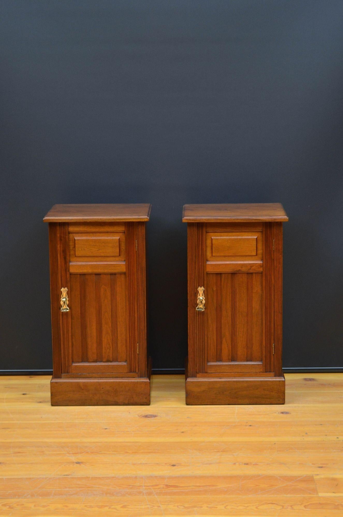 English Pair of Victorian Walnut Bedside Cabinets For Sale