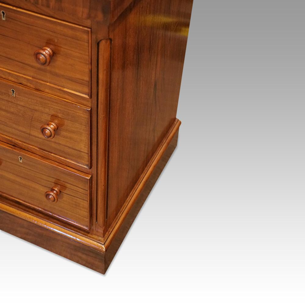 Pair of Victorian walnut bedside chests
Each drawer is fitted the original turned walnut handles. Running down each front corner is a very attractive moulding.
In the Victorian period when there was no electricity in the home, and so there was no