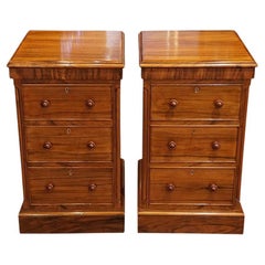 Pair of Victorian walnut bedside chests