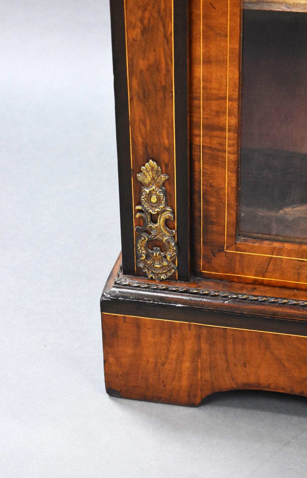 Pair of Victorian Walnut Inlaid Pier Cabinets For Sale 9