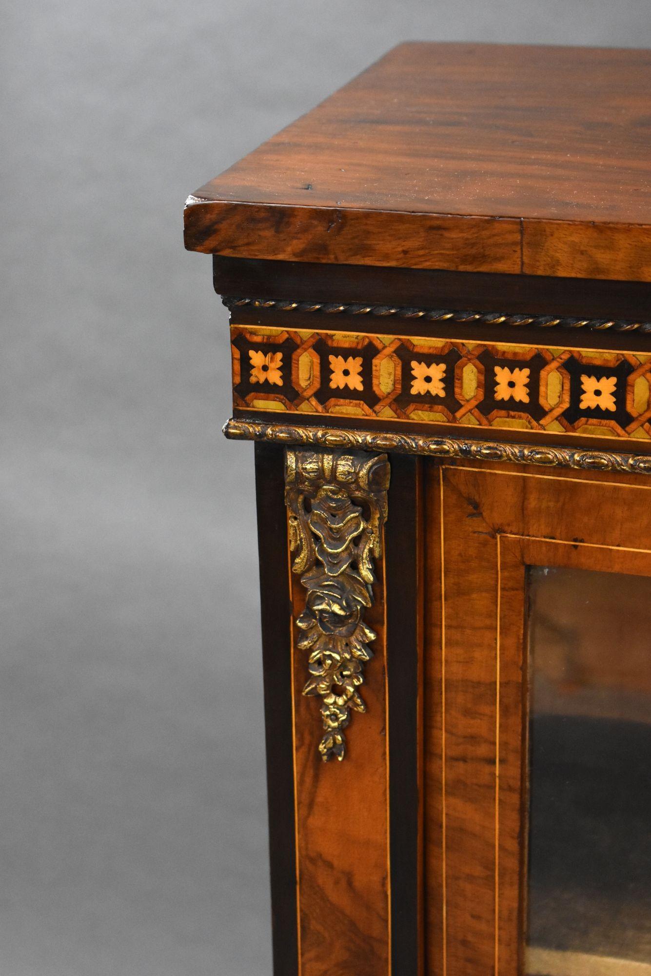 Pair of Victorian Walnut Inlaid Pier Cabinets For Sale 2