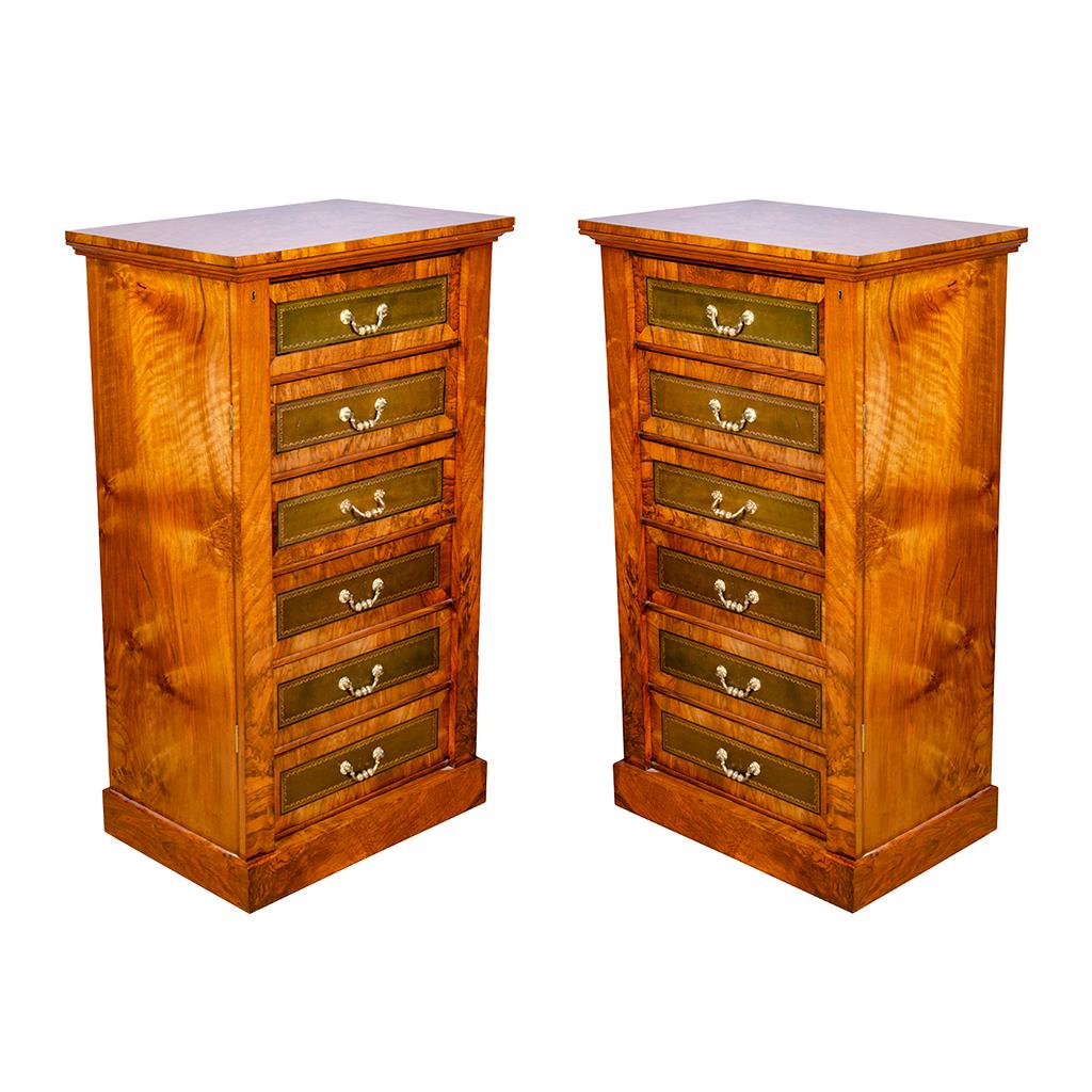 Late 19th Century Pair of Victorian Walnut Wellington Chests For Sale