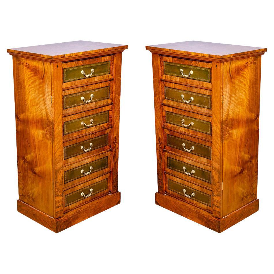 Pair of Victorian Walnut Wellington Chests