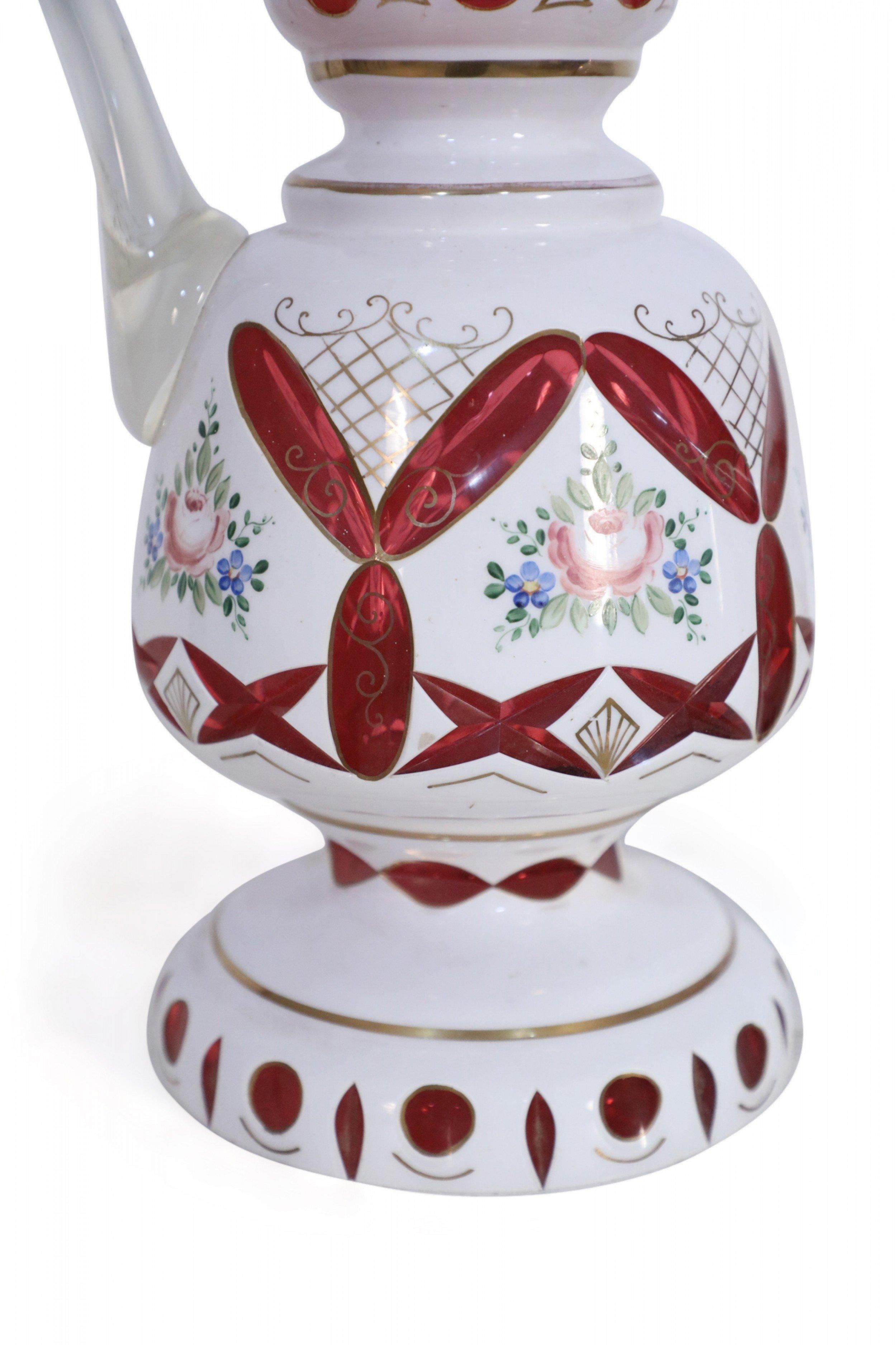 Paar viktorianische Würfel aus weißem und rubinfarbenem Opalglas im Angebot 3