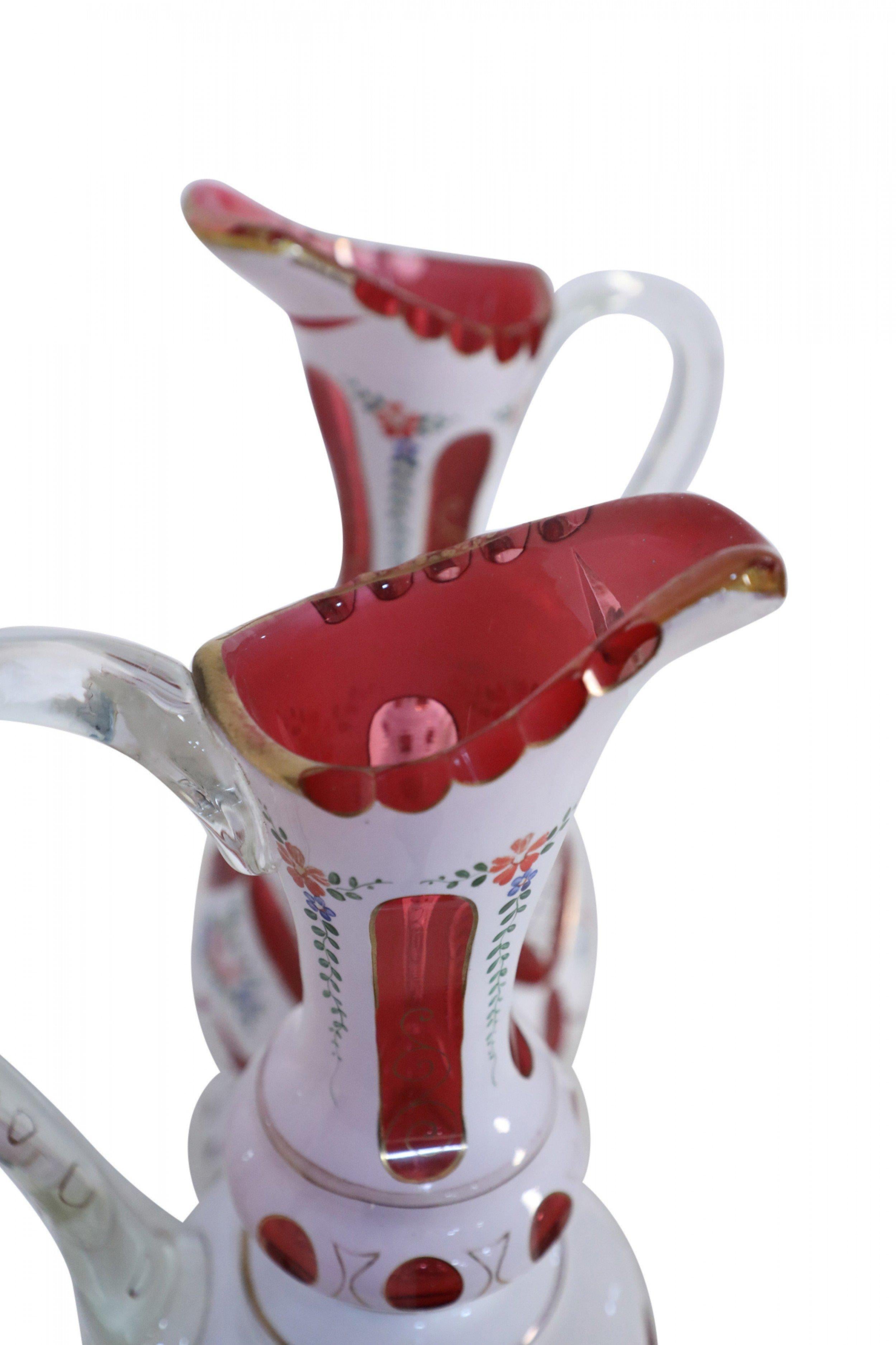 Paar viktorianische Würfel aus weißem und rubinfarbenem Opalglas im Angebot 5