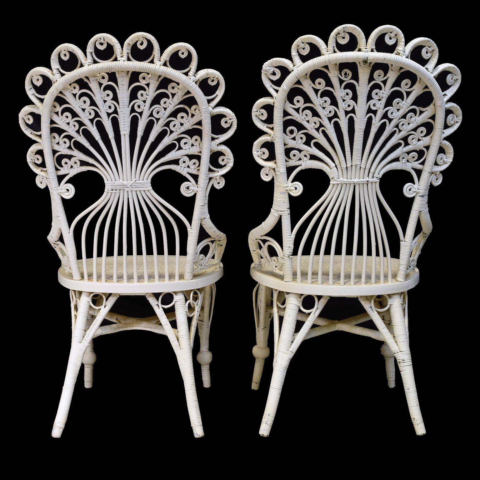 Pair of Victorian Wicker Peacock Chairs, American, circa 1880 4