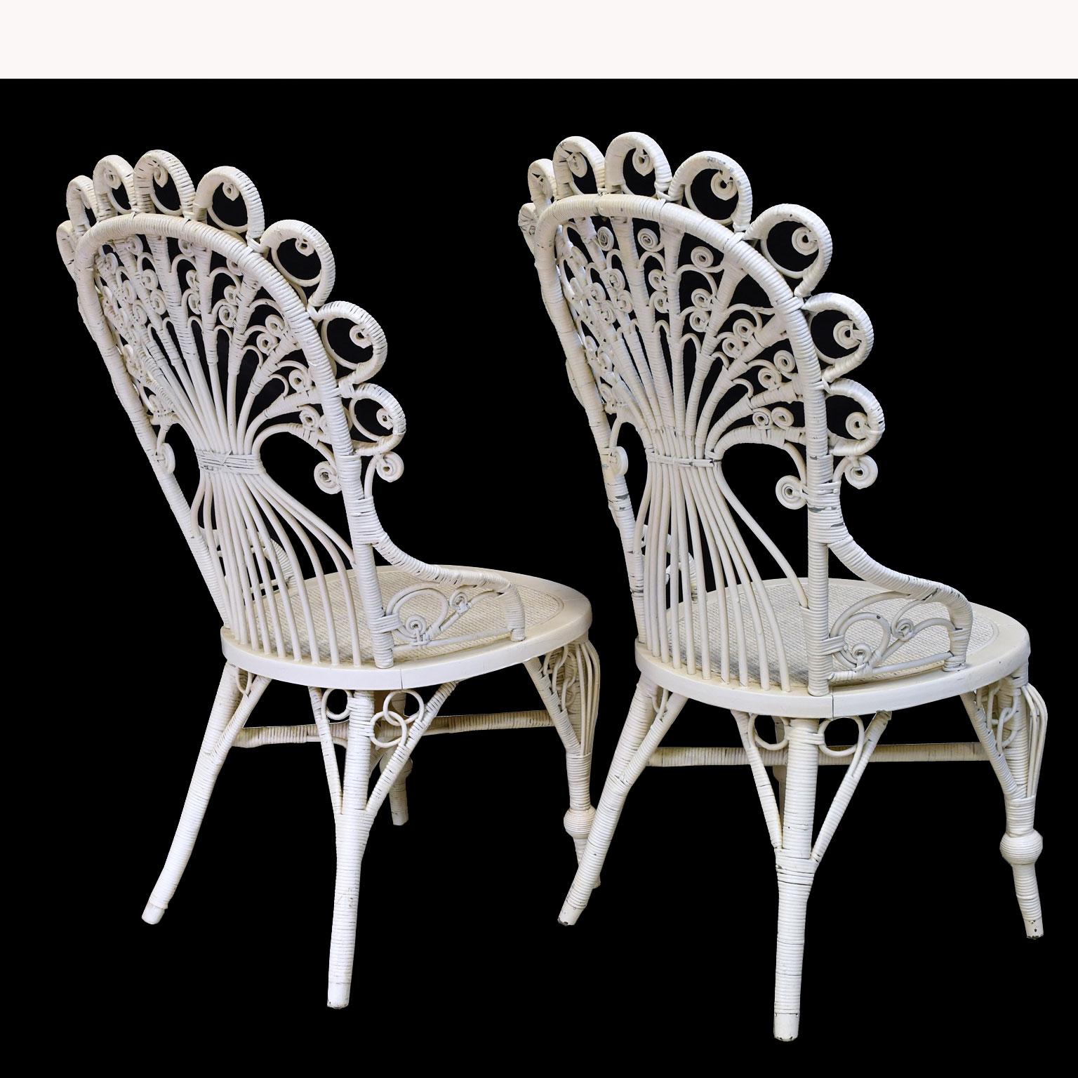 Pair of Victorian Wicker Peacock Chairs, American, circa 1880 2