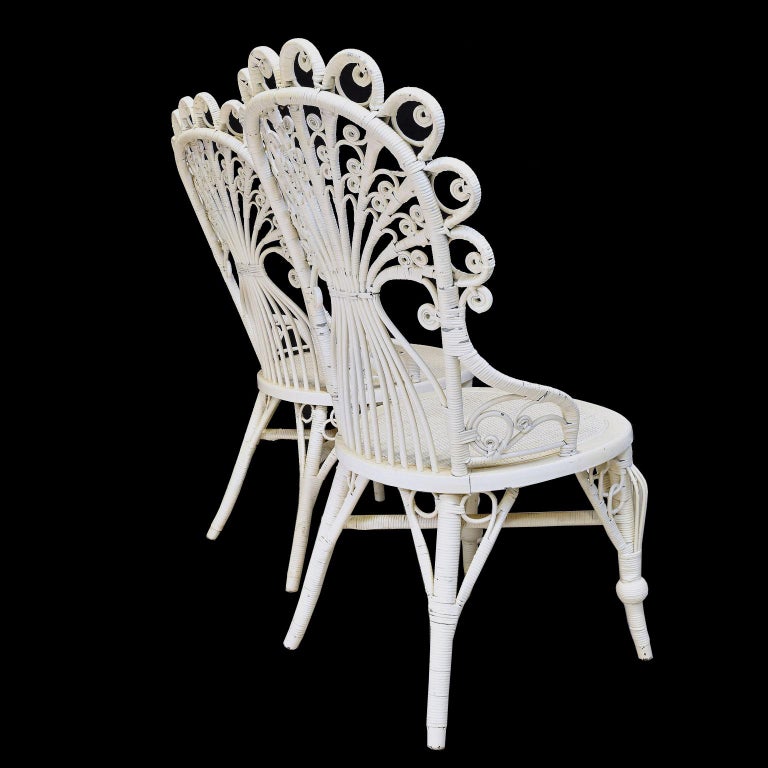 Pair of Victorian Wicker Peacock Chairs, American, circa 1880 at 1stDibs