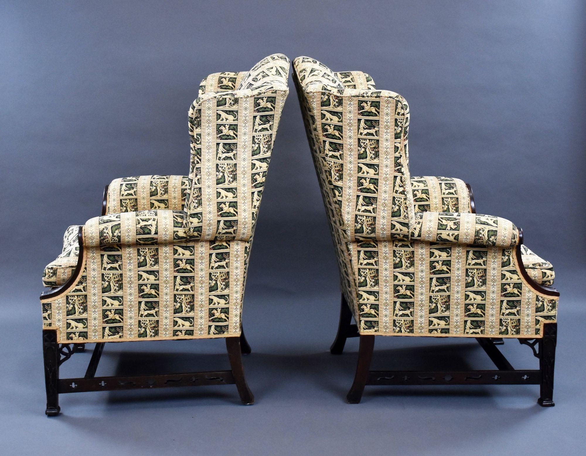 Paar viktorianische Sessel mit Flügelrücken (19. Jahrhundert) im Angebot