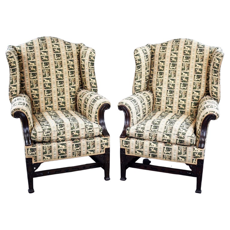 Pair of Victorian Wing Back Armchairs For Sale at 1stDibs