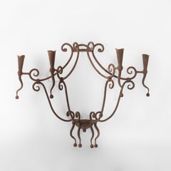 Coppia di candele da parete in ferro battuto vittoriane del XX secolo