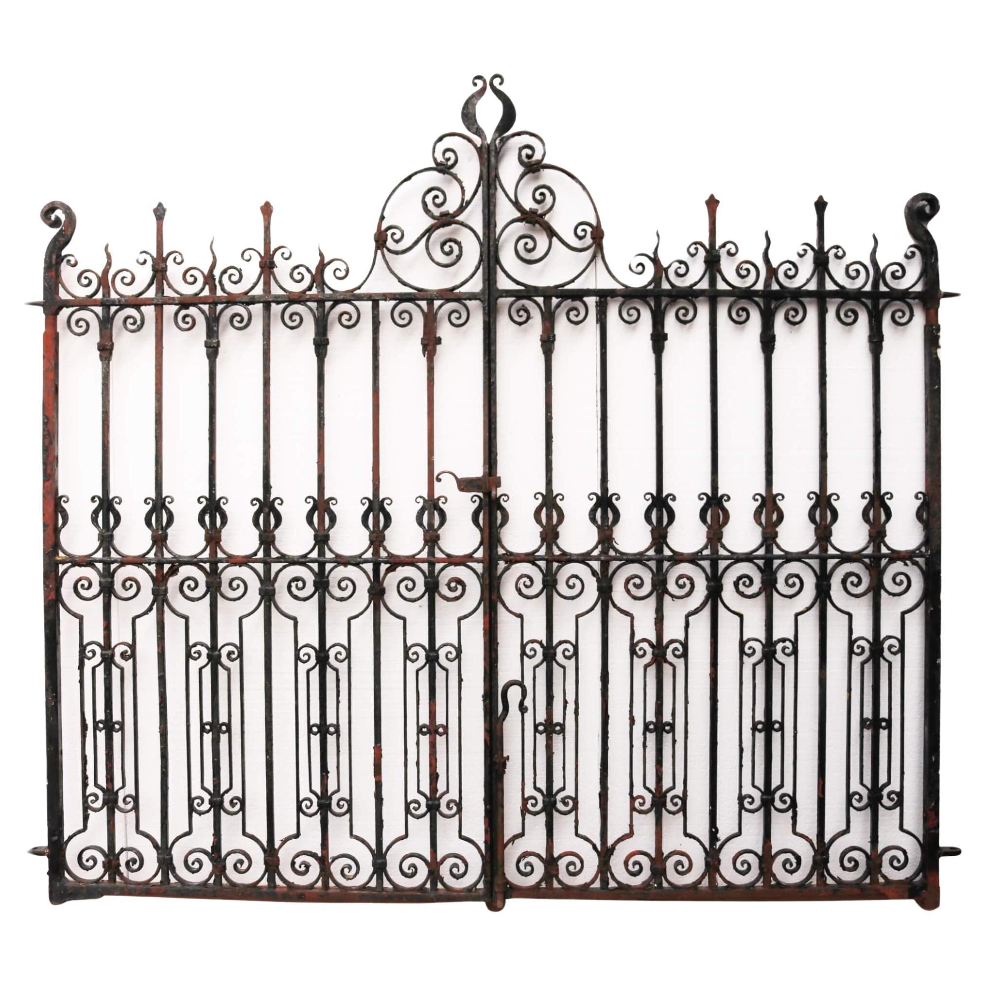 Pair of Victorian Wrought Iron Driveway Gates For Sale