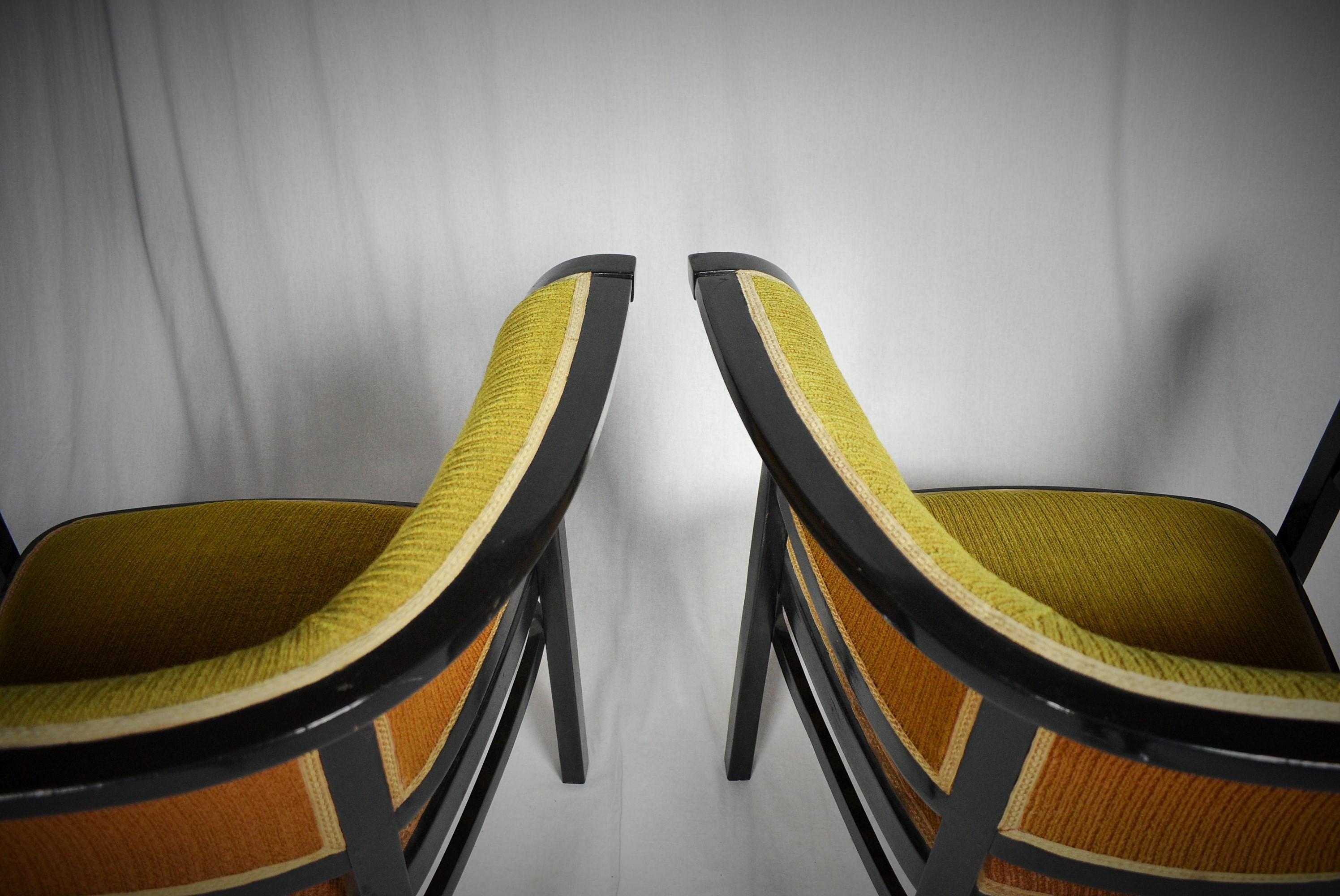 Austrian Pair of Vienna Secession Armchairs by Marcel Kammerer, Thonet No. 6534, 1910s