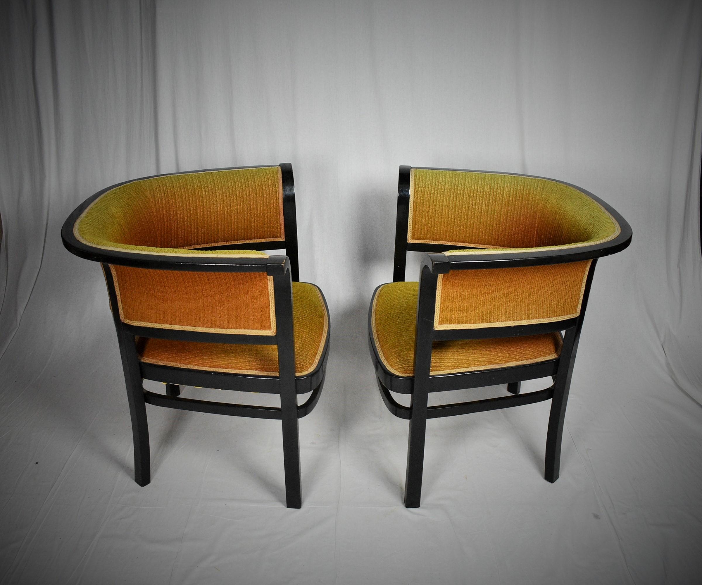 Pair of Vienna Secession Armchairs by Marcel Kammerer, Thonet No. 6534, 1910s In Good Condition In Praha, CZ