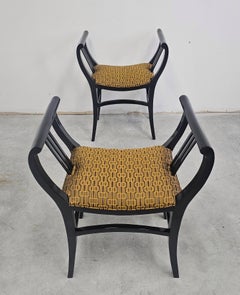 Pair of Vienna Secession Gondola Stools or Causeuses in black lacquer, 1910s