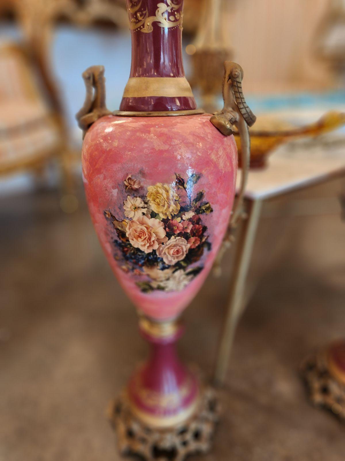 German Pair of Vienna Style Vases For Sale