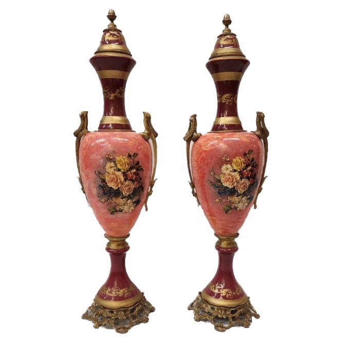 Pair of Vienna Style Vases For Sale