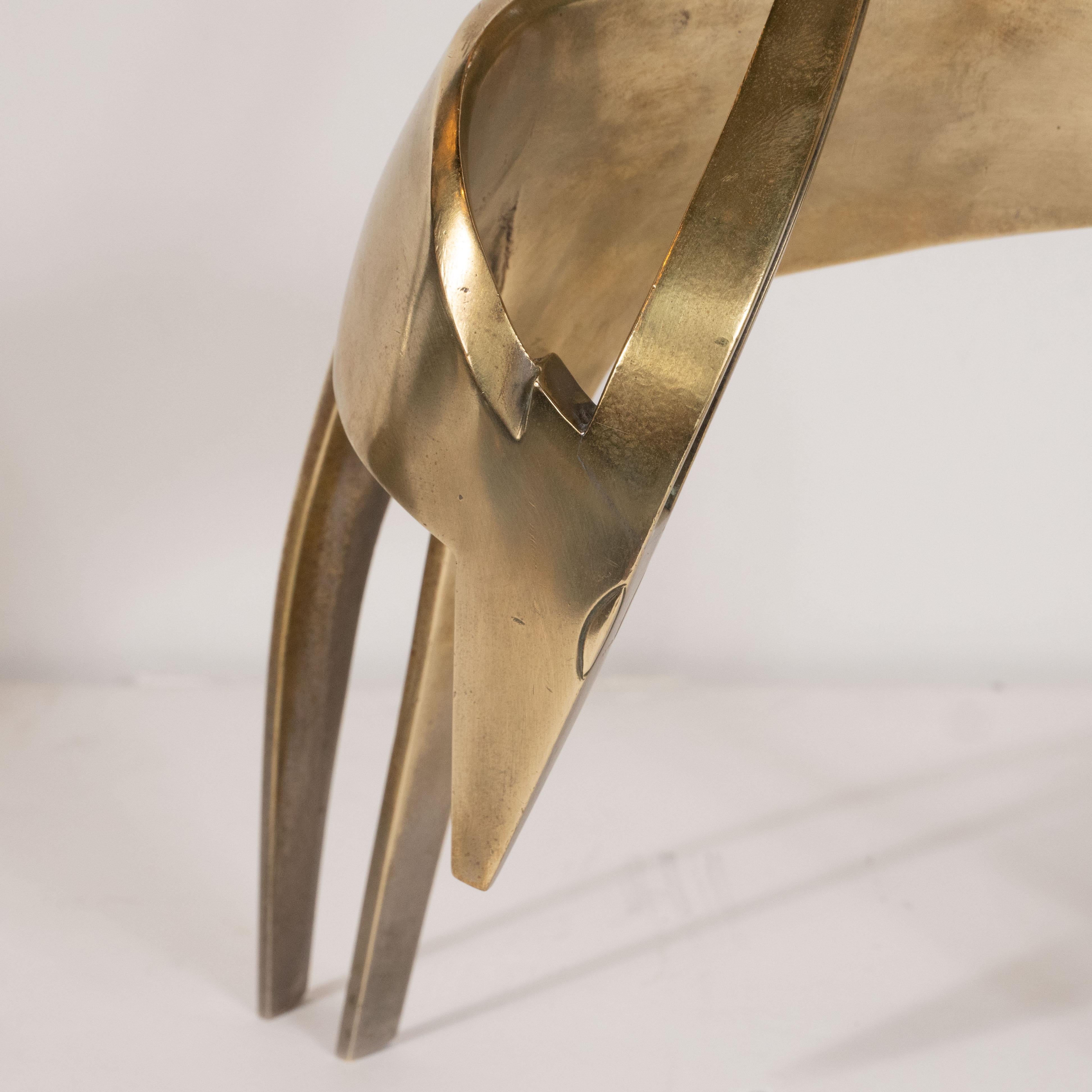Austrian Pair of Viennese Art Deco Brass Stylized Waterbuck Sculptures For Sale