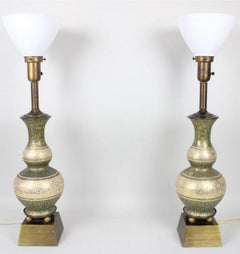 Ein Paar Wiener Jugendstil-Tischlampen aus Emaille.