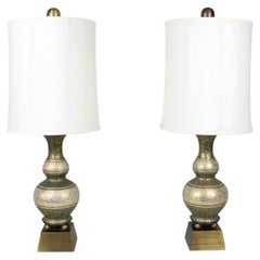 Pair of Viennese Art Nouveau Enamel Table Lamps.