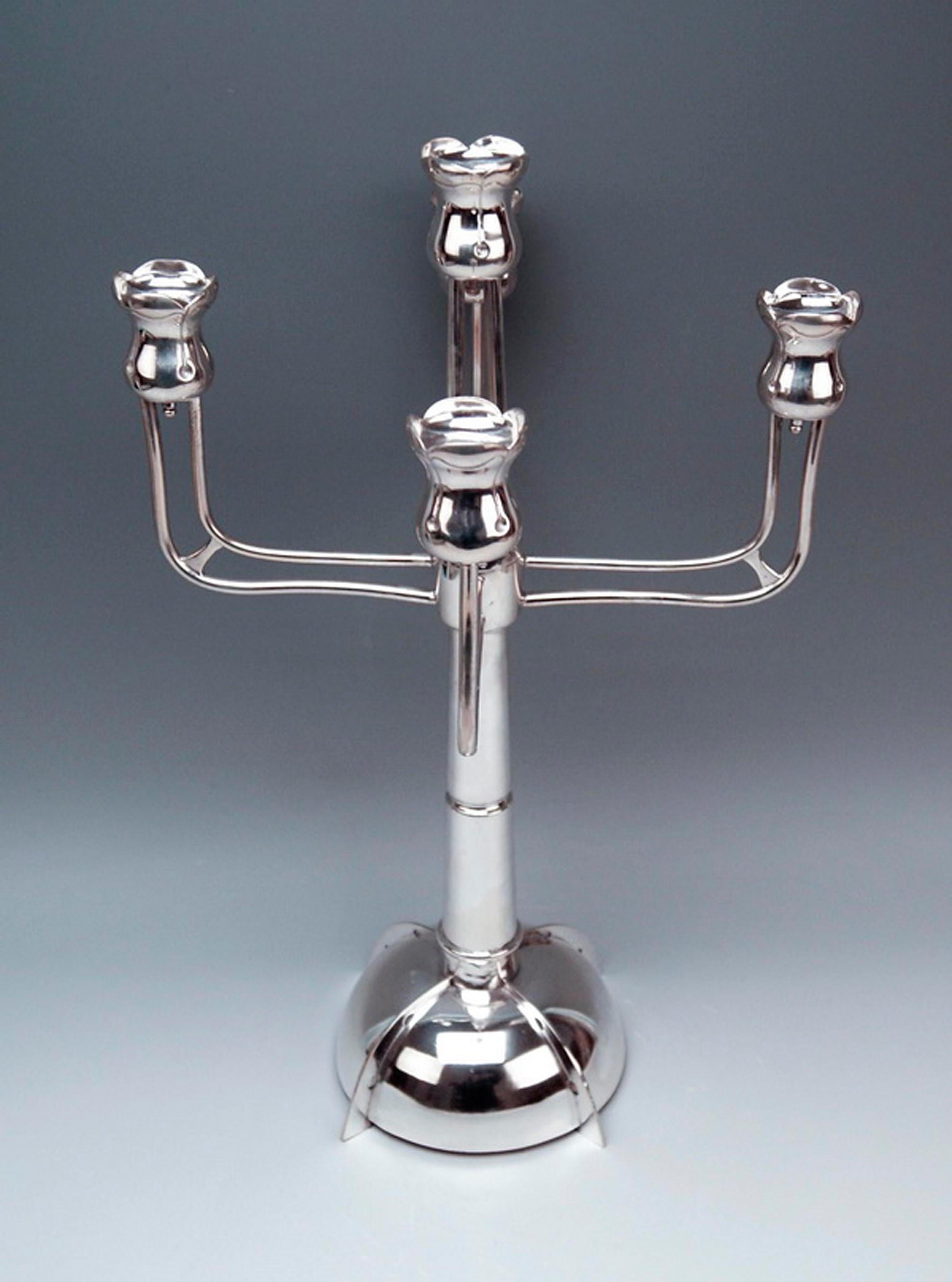 Hand-Crafted Pair of Viennese Art Nouveau Silver Candelabra by Emil Kadzig, circa 1910