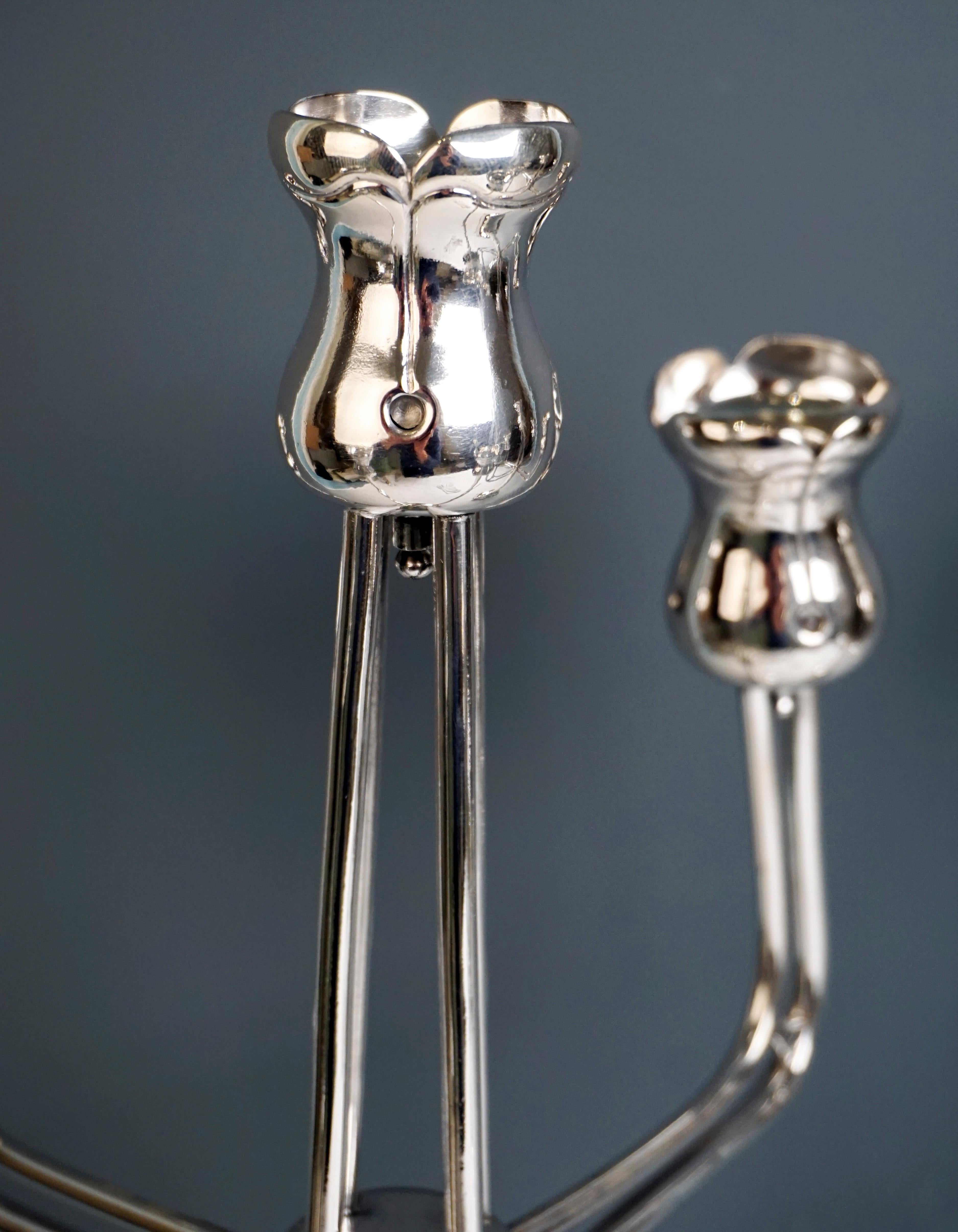 Early 20th Century Pair of Viennese Art Nouveau Silver Candelabra by Emil Kadzig, circa 1910