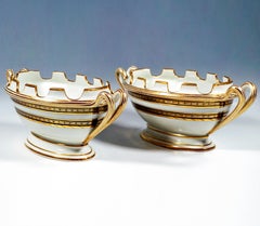 Pair Of Viennese Imperial Porcelain Glass Coolers, Cobalt And Gold, Dating 1811