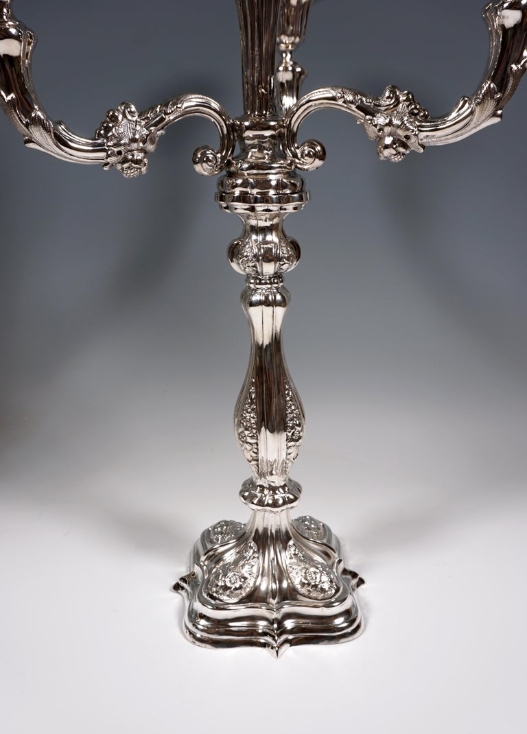 Hand-Crafted Pair of Viennese Silver Splendour Candelabras by Anton Köll & Theodor Dörr, 19th