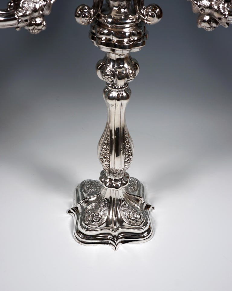 Pair of Viennese Silver Splendour Candelabras by Anton Köll & Theodor Dörr, 19th In Good Condition In Vienna, AT