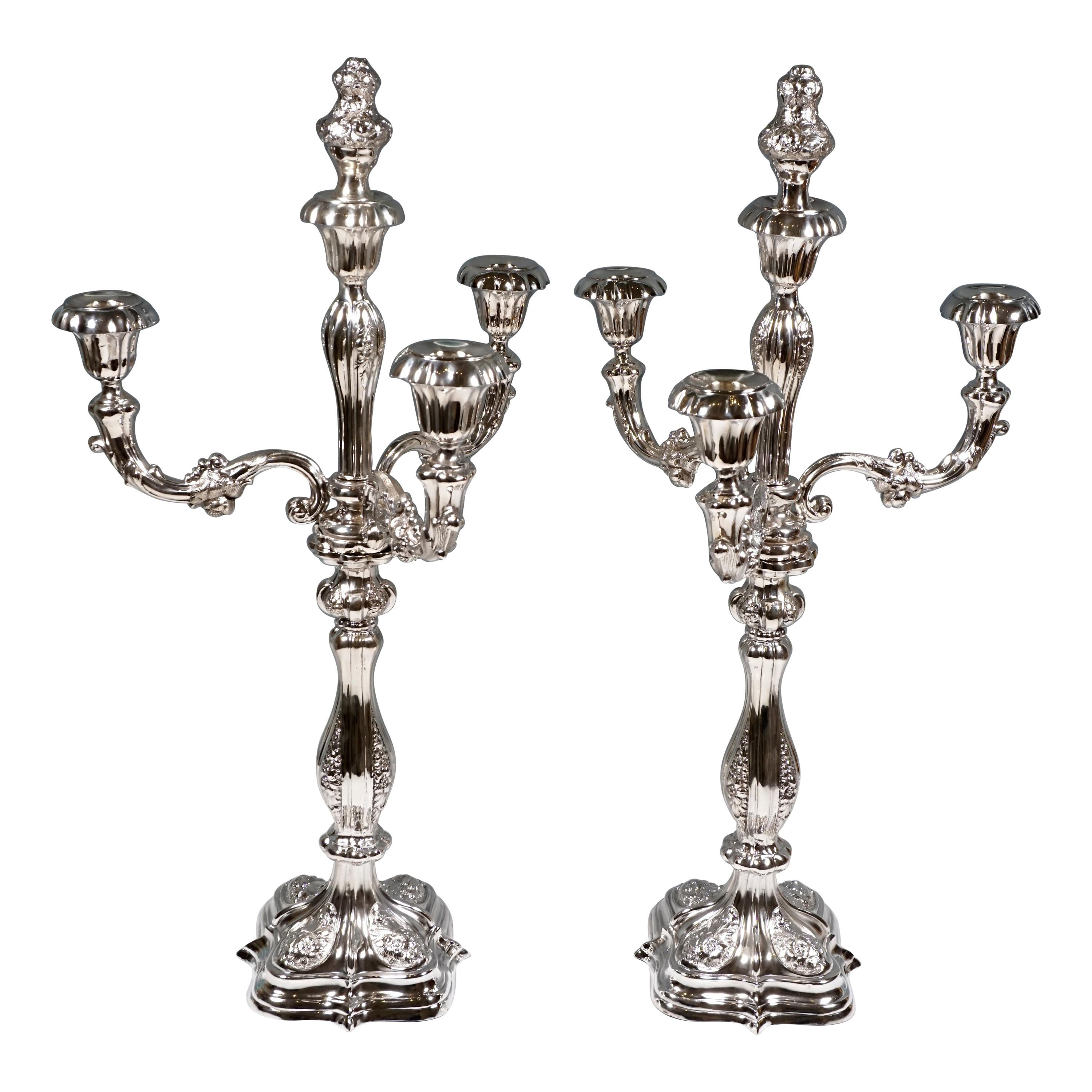Pair of Viennese Silver Splendour Candelabras by Anton Köll & Theodor Dörr, 19th