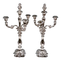 Paire de candélabres splendour viennois en argent par Anton Kll & Theodor Drr, 19ème siècle