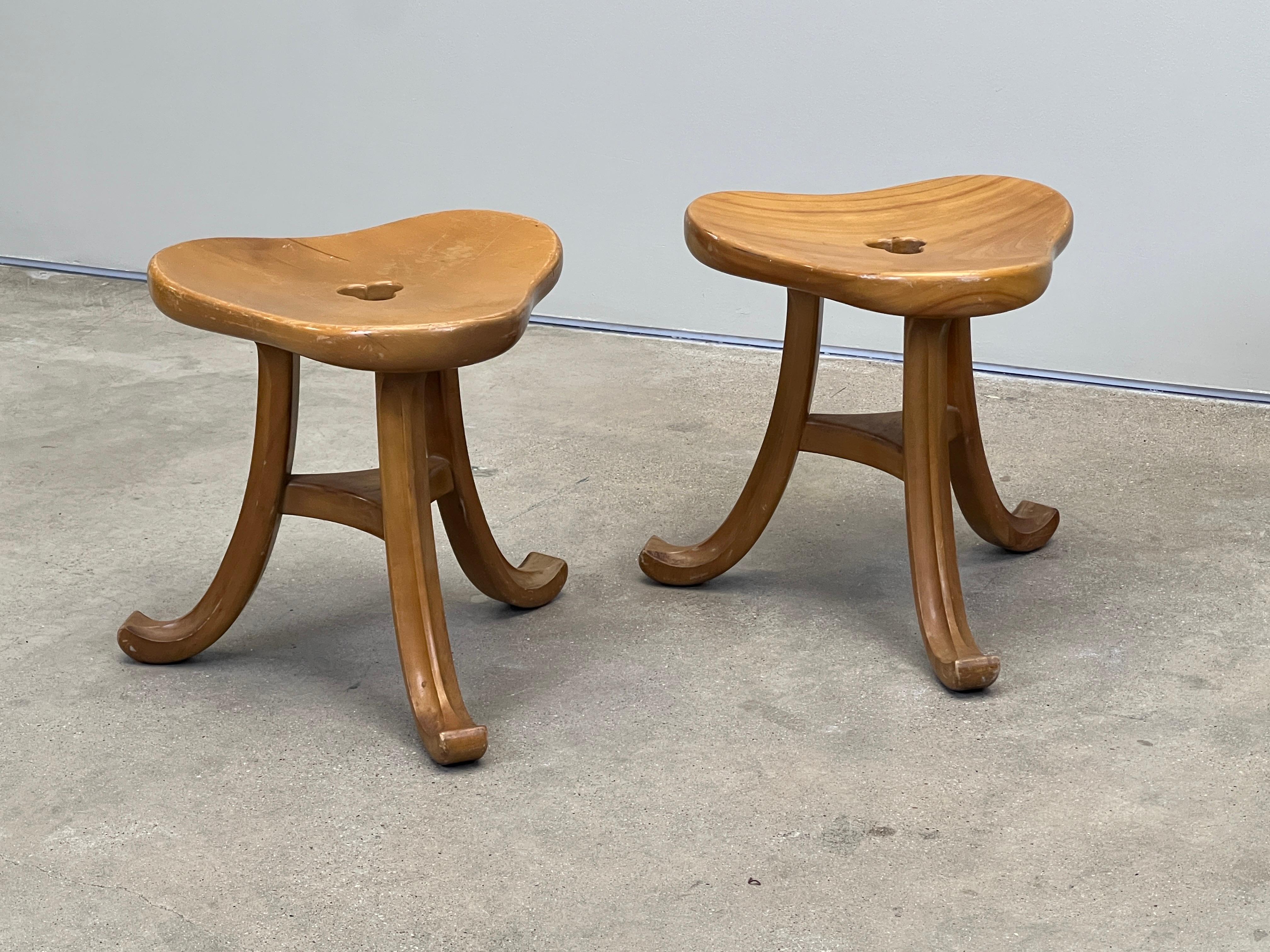 Pair of Viennese Thebes Stools In Good Condition In Dallas, TX