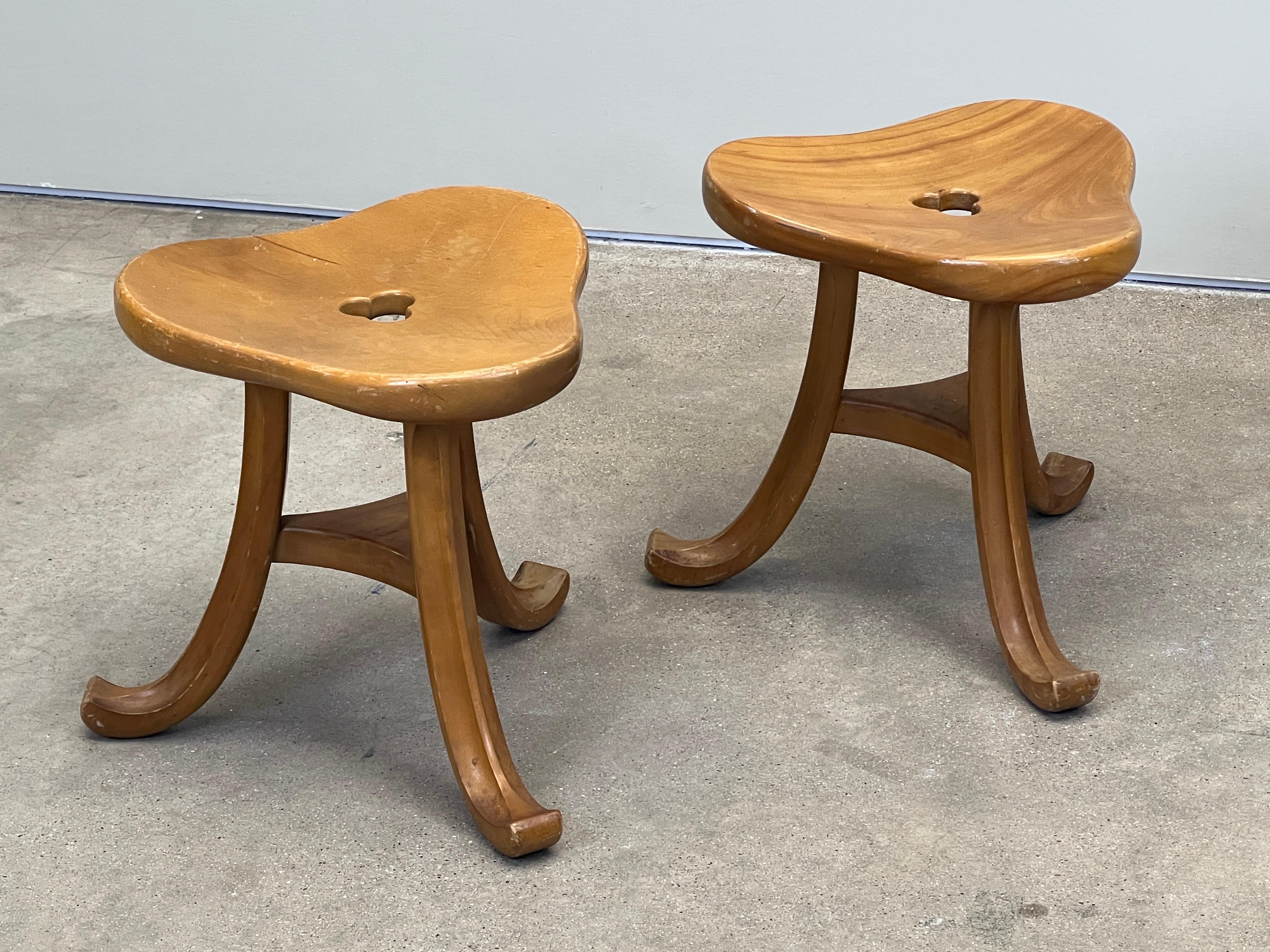 Early 20th Century Pair of Viennese Thebes Stools