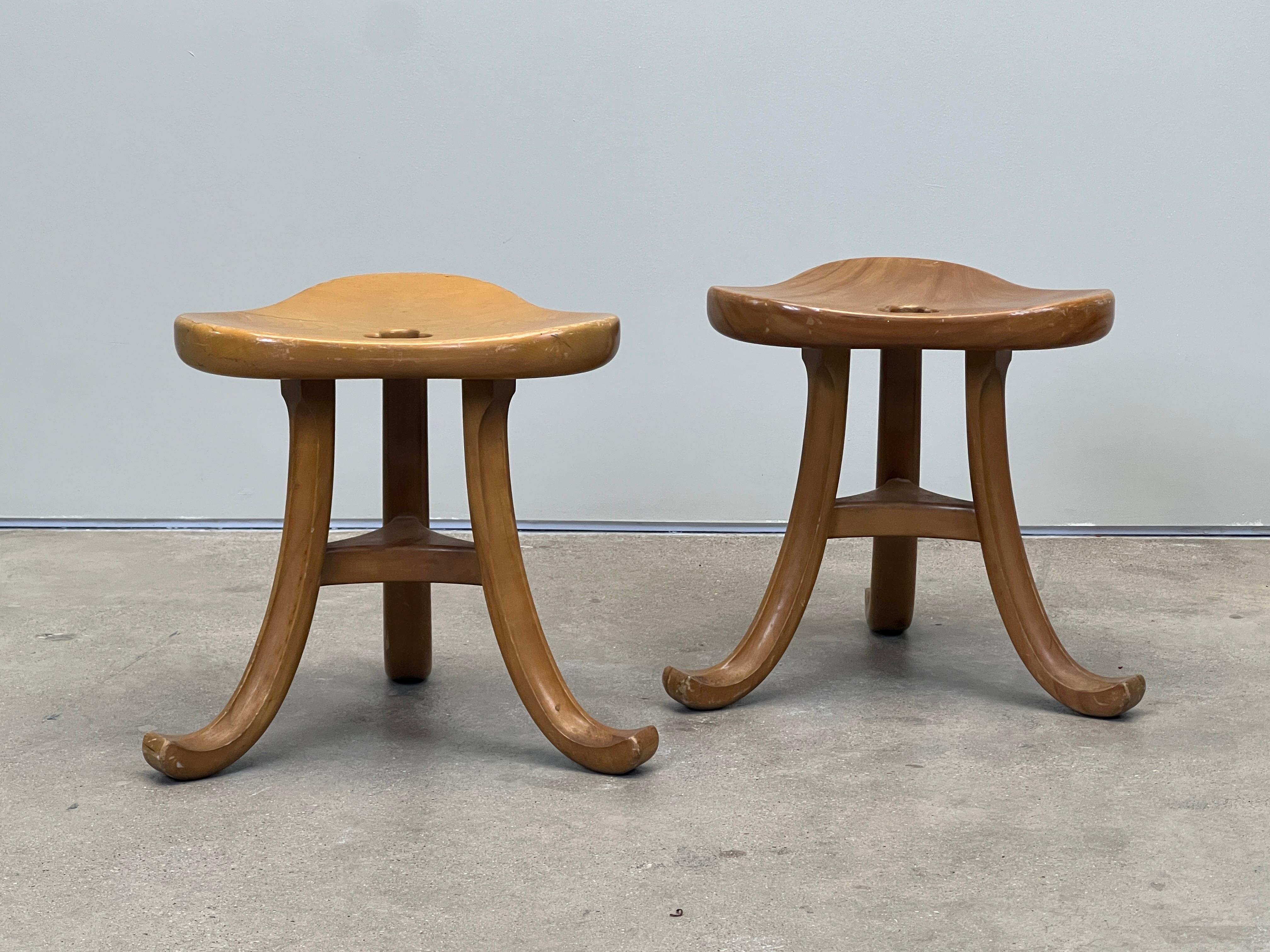 Mahogany Pair of Viennese Thebes Stools