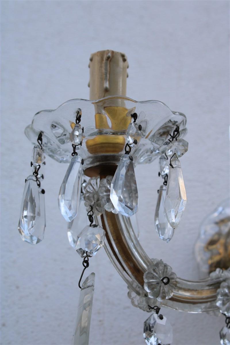 Pair of Viennese Wall Lamps in Crsitallo Maria Theresa Design 1950s For Sale 3