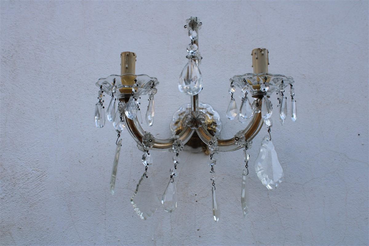 Pair of Viennese Wall Lamps in Crsitallo Maria Theresa Design 1950s In Good Condition For Sale In Palermo, Sicily