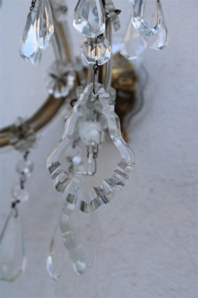 Crystal Pair of Viennese Wall Lamps in Crsitallo Maria Theresa Design 1950s For Sale