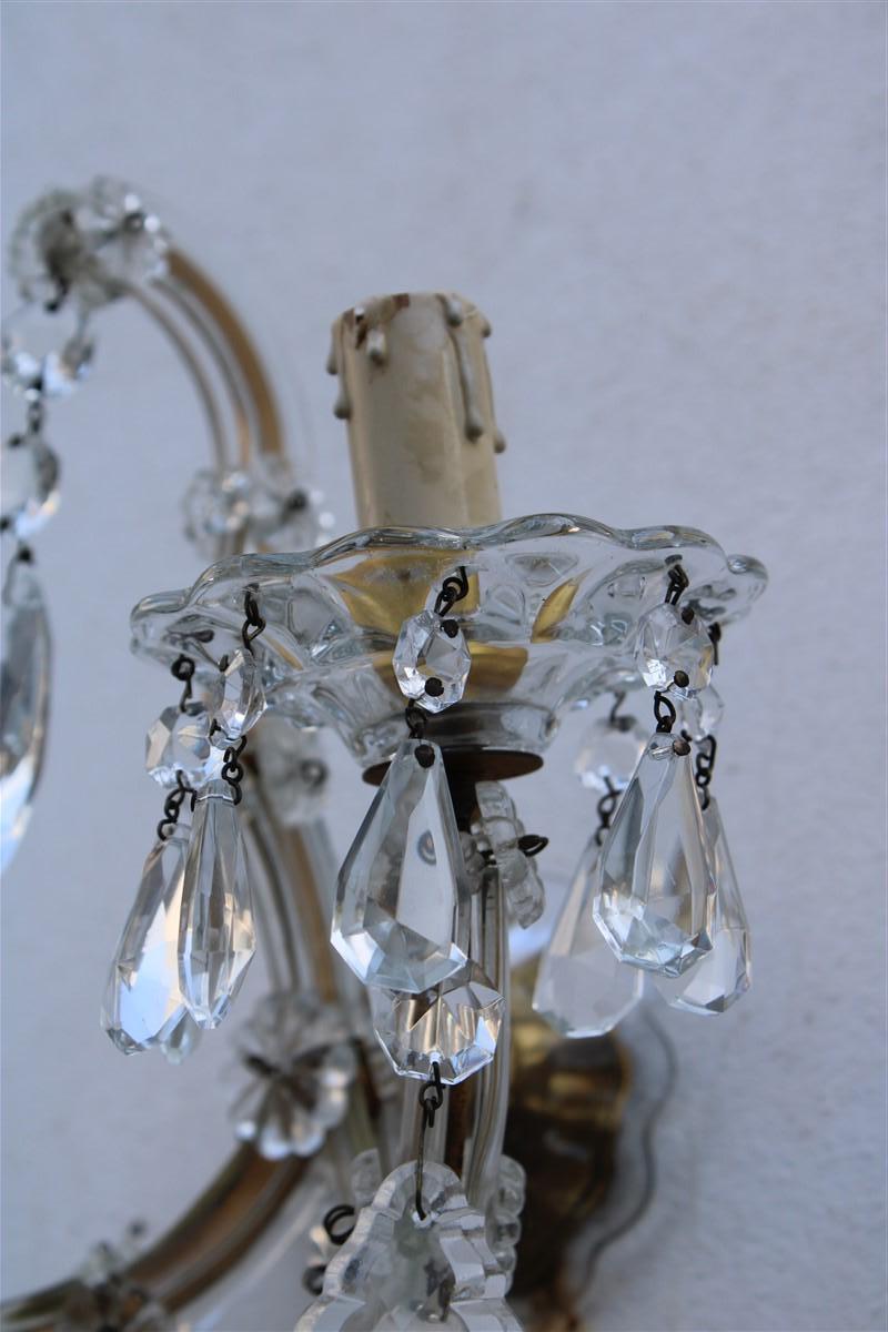 Pair of Viennese Wall Lamps in Crsitallo Maria Theresa Design 1950s For Sale 1