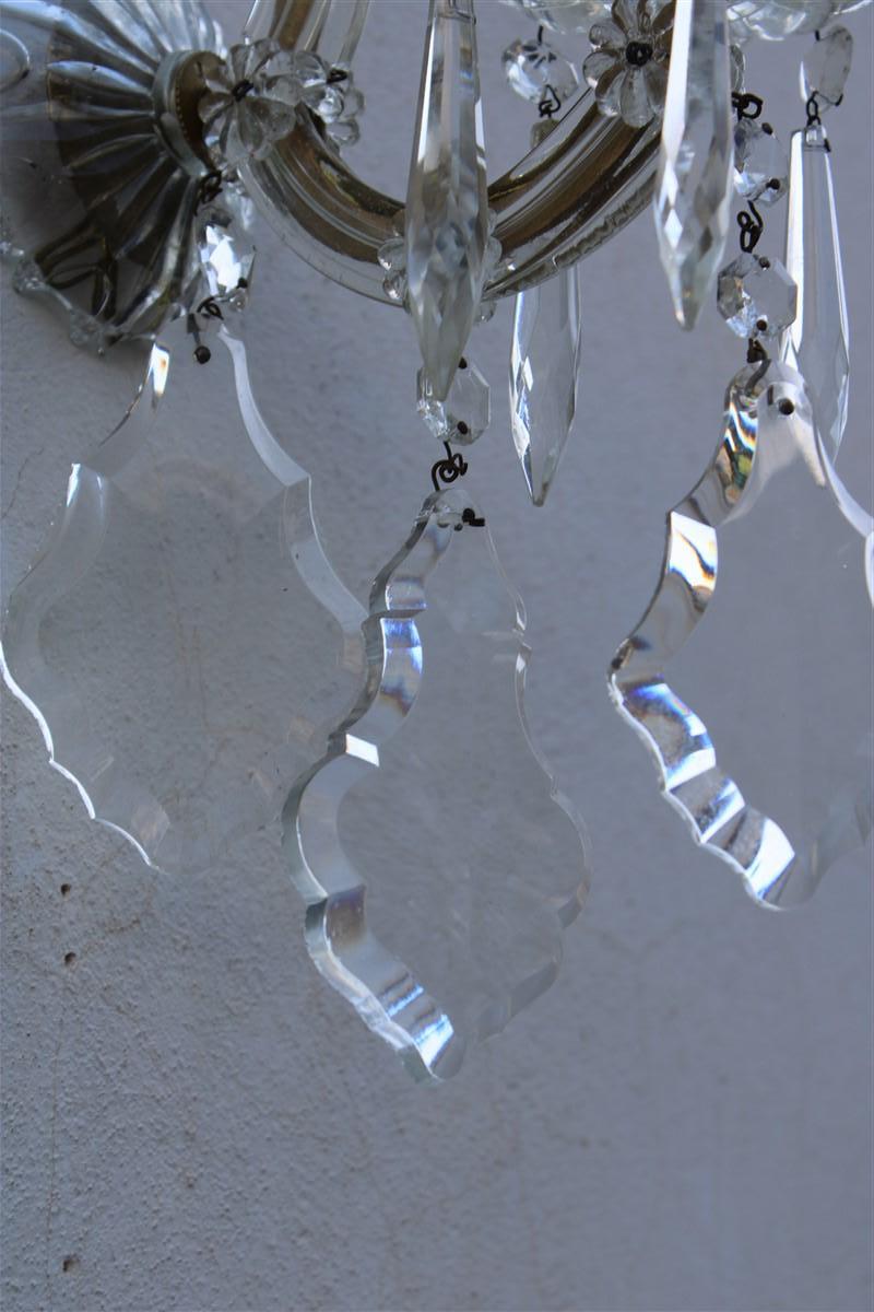 Crystal Pair of Viennese Wall Lamps in Crsitallo Maria Theresa Design 1950s in One Light For Sale